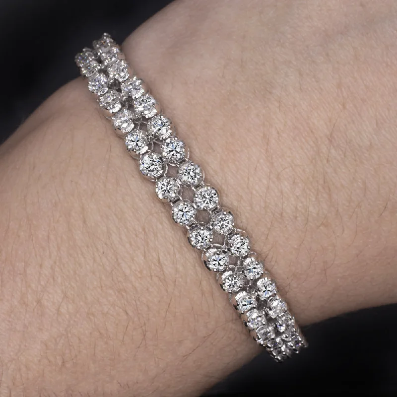 Classic Diamond Bracelets For Elegant Glam-VINTAGE H WINSTON 7 CARAT DIAMOND TENNIS BRACELET 18k E-F VVS-VS DOUBLE ROW