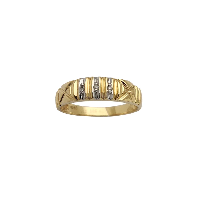 Timeless Platinum Rings For Elegant Wear-Criss-Cross Stone-Set Pleated Band (14K)