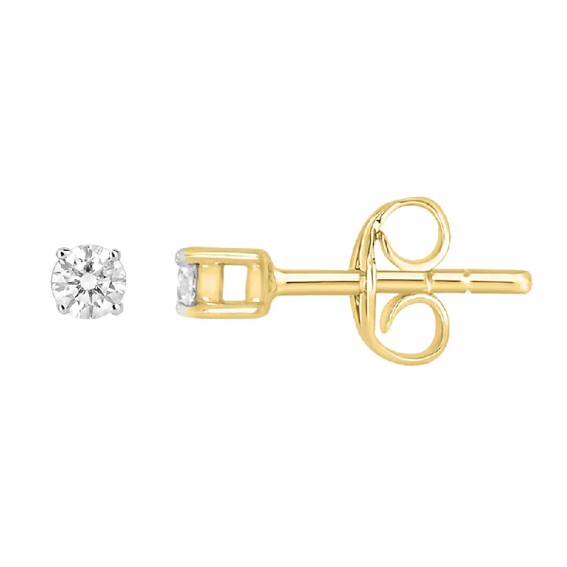 Unique Earrings For Gift Ideas-9ct Yellow Gold 1/10 Carat Diamond Stud Earrings