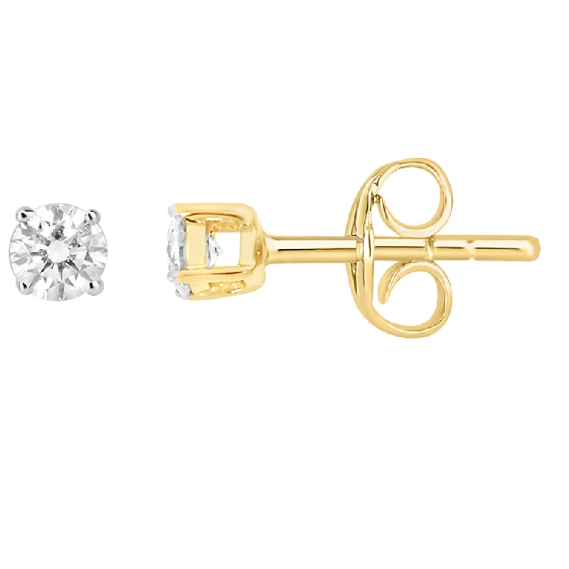 Beautiful Crystal Earrings For Special Moments-9ct Yellow Gold 1/6 Carat Diamond Stud Earrings