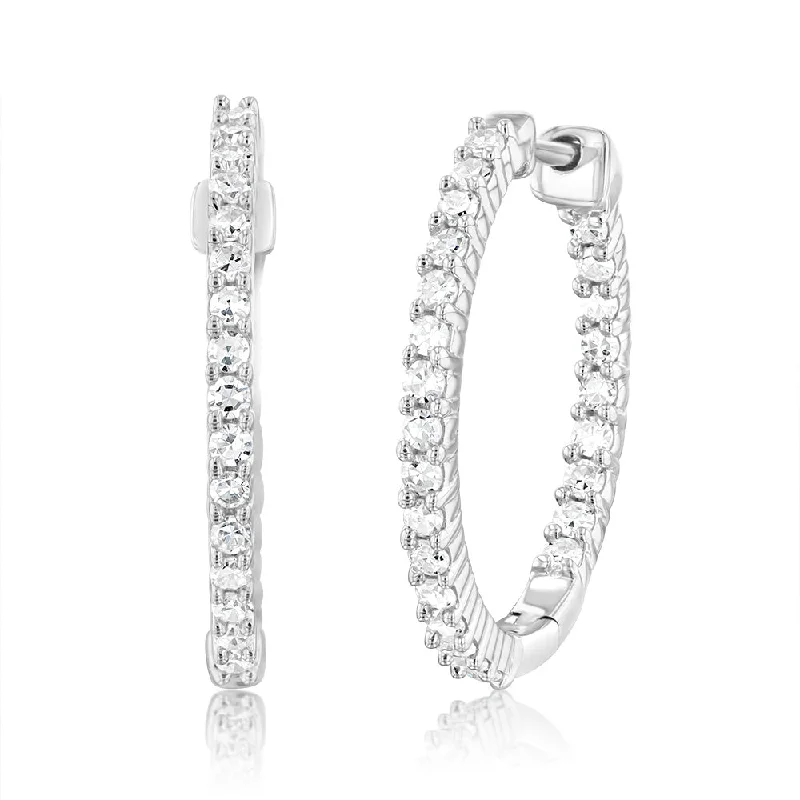 Art Deco Earrings For Retro Vibes-Luminesce Lab Grown Sterling Silver 1/2 Carat Diamond Hoop Earrings