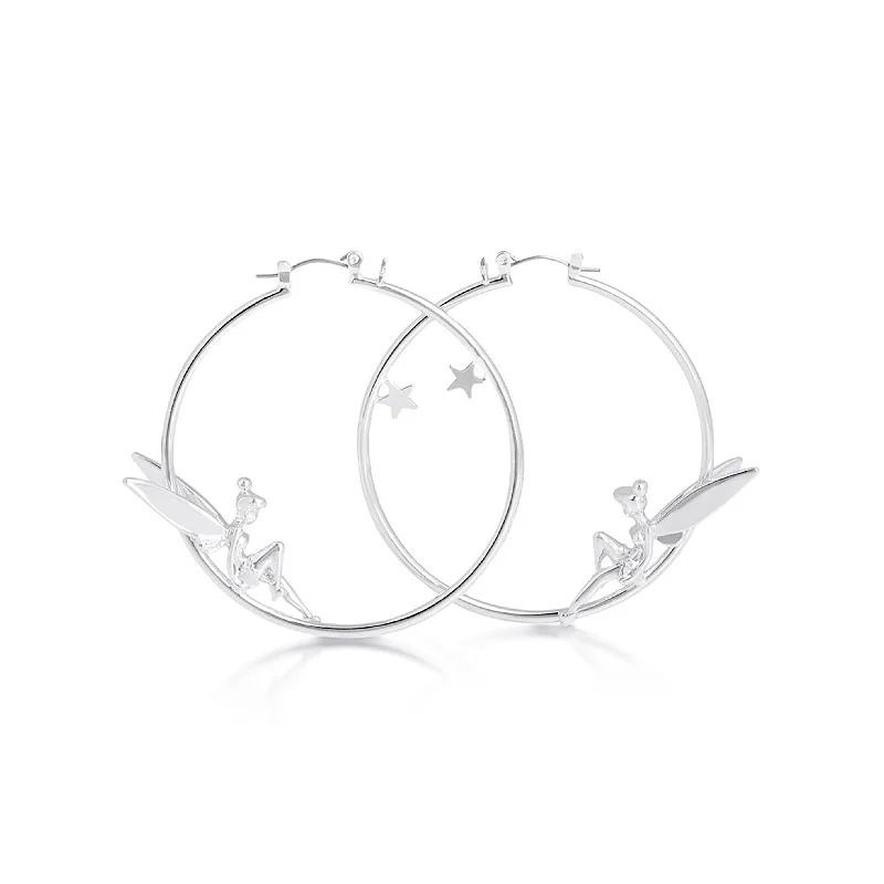 Silver Stud Earrings For Everyday Wear-DISNEY Tinkerbell Hoop Earrings