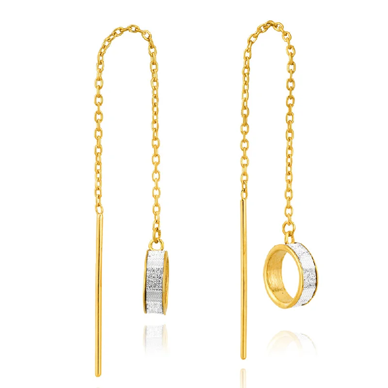 Sparkling Diamond Earrings For Weddings-9ct Yellow Gold Stardust Open Circle Thread Silverfilled Earrings