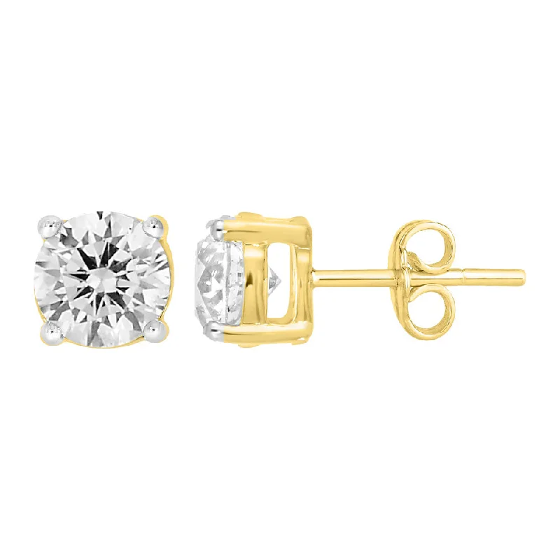 Rose Gold Earrings For Stylish Touch-9ct Yellow Gold  2.00 Carat Diamond Stud Earrings