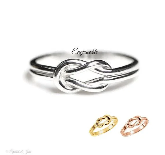 Luxury Engagement Rings For Memorable Proposals-Infinity Love Knot Ring with Engraving