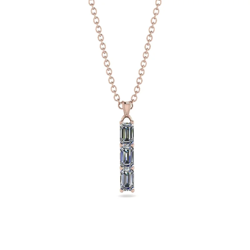 3 Emeralds Cut Diamond Necklace With Hidden Diamonds - Ember No. 2