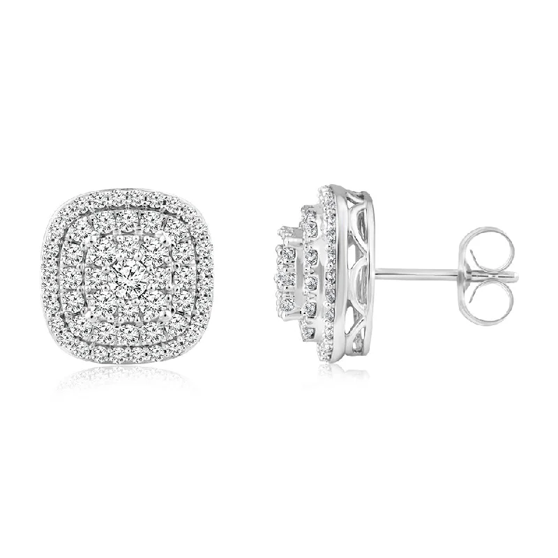 Crystal Drop Earrings For Formal Events-Luminesce Lab Grown 10ct White Gold 1 Carat Diamond Stud Earrings