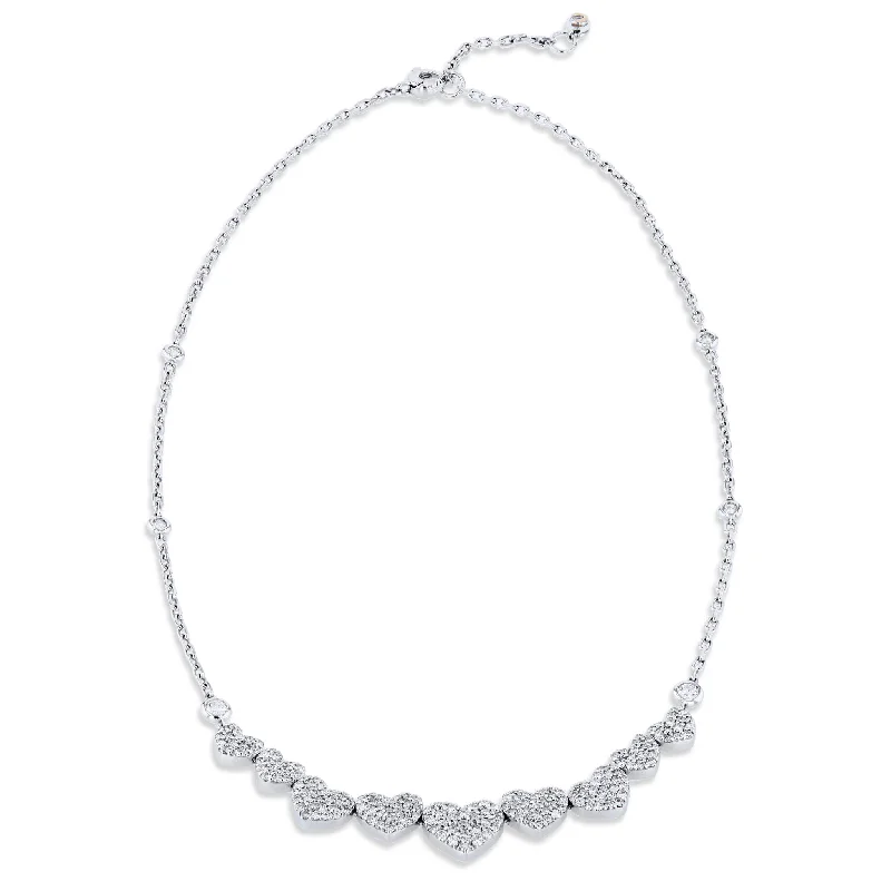 ‘Queen of 9 Hearts’ White Gold Diamond Necklace