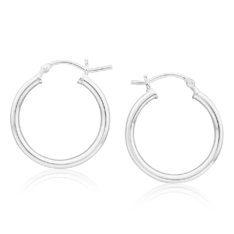 Stud Earrings For Simple Elegance-Sterling Silver 25mm Plain Hoop Earrings