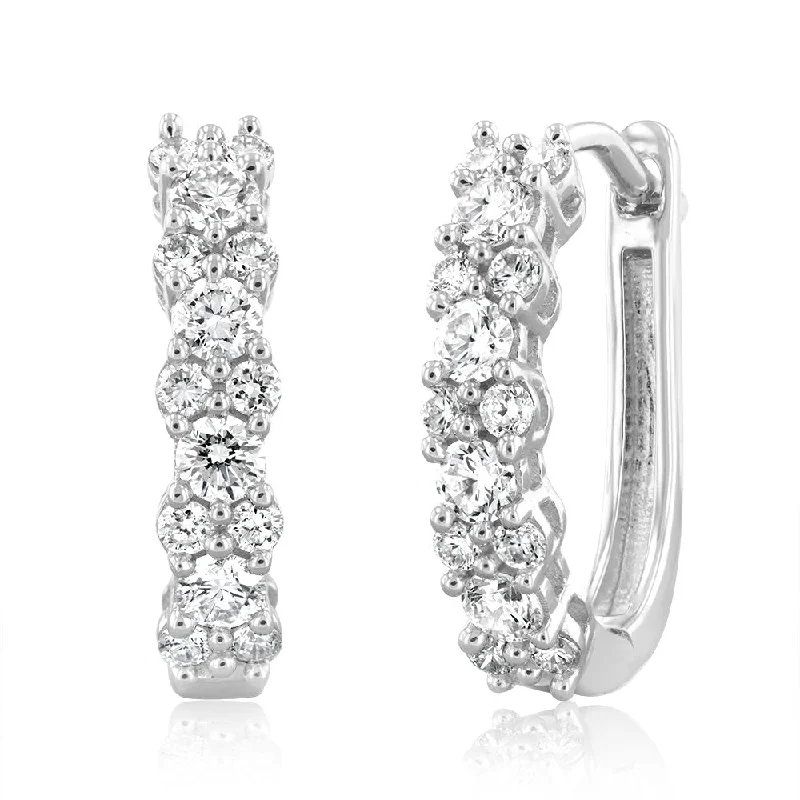 Party Earrings For Bold Styles-Luminesce Lab Grown 1/2 Carat Diamond Hoop Earrings in Sterling Silver