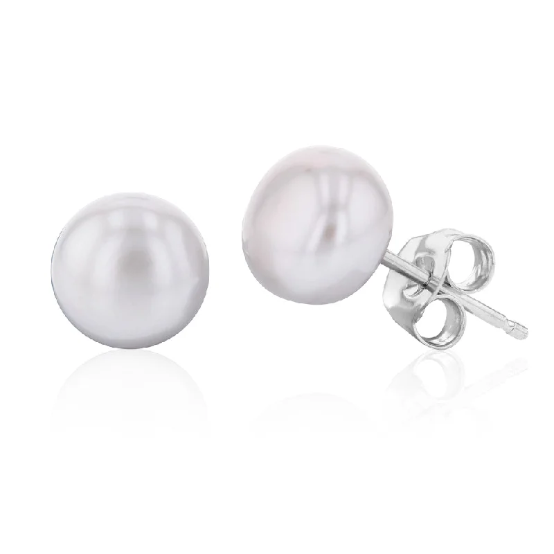 Stylish Stud Earrings For Any Event-Grey Freshwater Pearl Stud Earrings