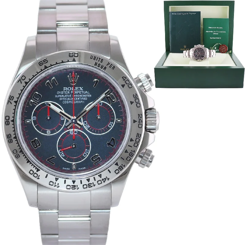 Luxury Designer Watches For High-End Glam-MINT Rolex Daytona Racing Dial Red Hands 116509 Cosmograph White Gold Watch