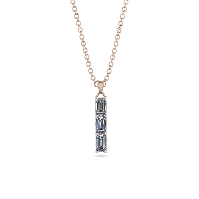 3 Emeralds Cut Diamond Necklace With Hidden Diamonds - Ember No. 32