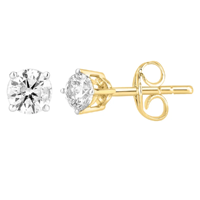 Lovely Hoop Earrings For Evening Wear-9ct Yellow Gold 1/4 Carat Diamond Stud Earrings