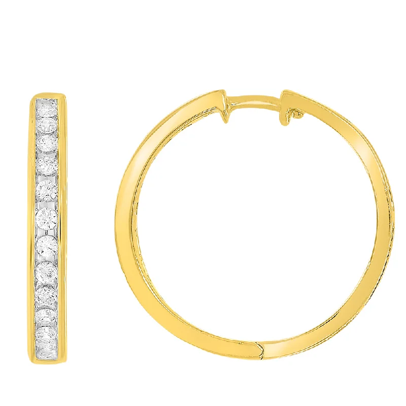 Gold Earrings For Classic Luxury-9ct Yellow Gold 1/2 Carat Diamond Huggie Earrings