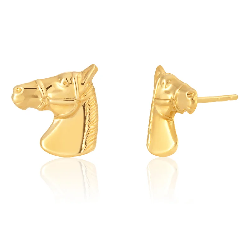 Designer Earrings For Luxury Lovers-9ct Yellow Gold Horse Stud Earrings