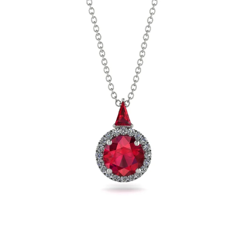 Hidden Halo Ruby Necklace - Joanna No. 12