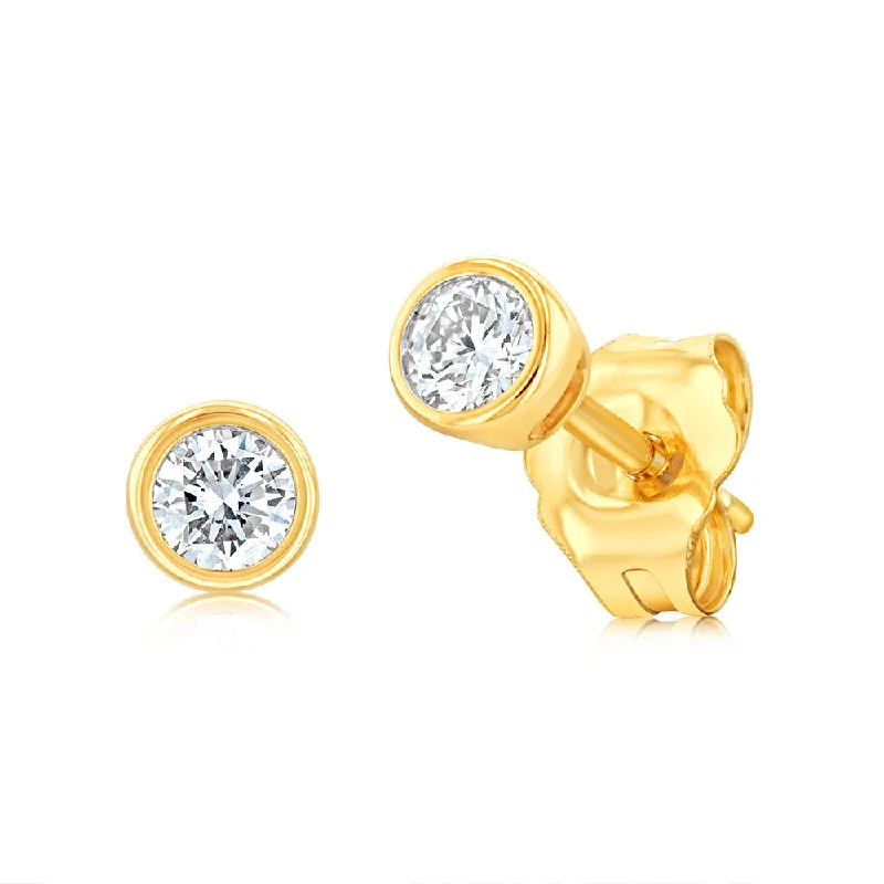 Art Deco Earrings For Retro Vibes-Luminesce Lab Grown 9ct Yellow Gold 1/6 Carat Diamond Bezel Set Earrings