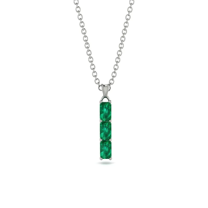 3 Emeralds Cut Emerald Necklace With Hidden Diamonds - Ember No. 36