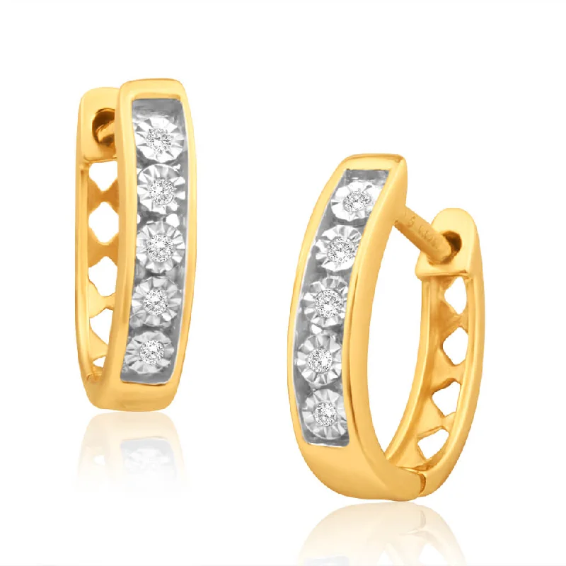 Creative Drop Earrings For Outgoing Style-9ct Yellow Gold Sublime Diamond Hoop Earrings