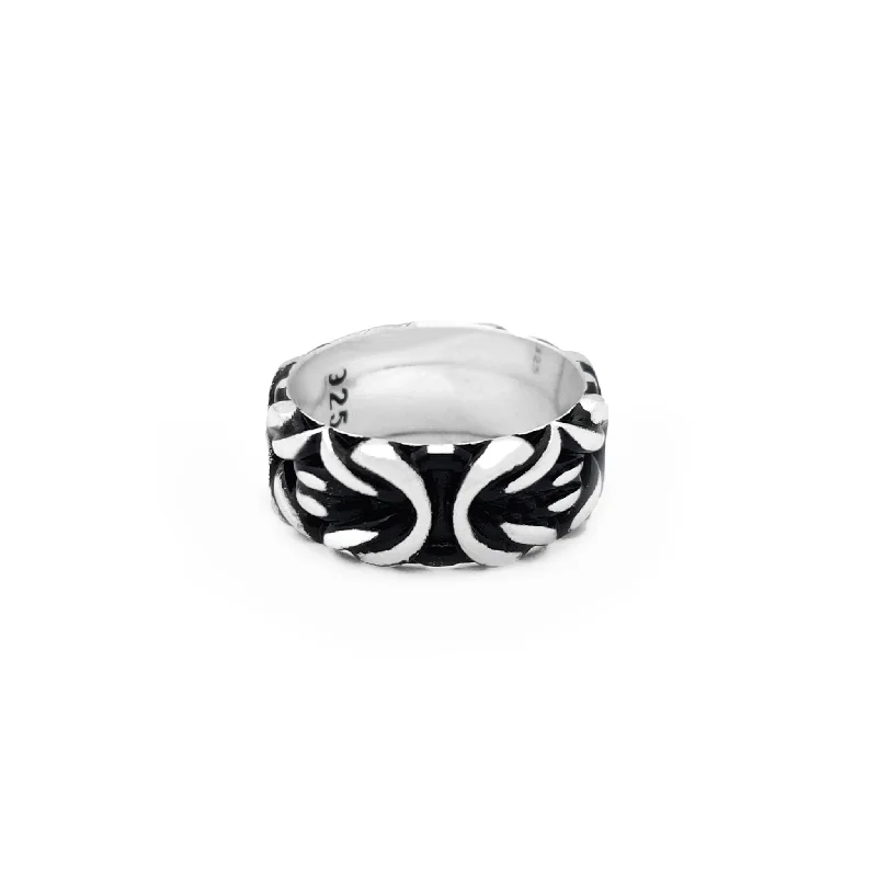 Timeless Platinum Rings For Elegant Wear-Antique-Finish Byzantine Ring (Silver)