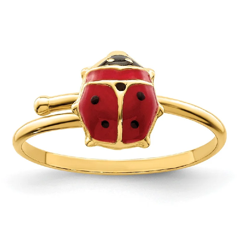 Trendy Stackable Gold Rings For Chic Looks-14k Gold Children's Ladybug Ring