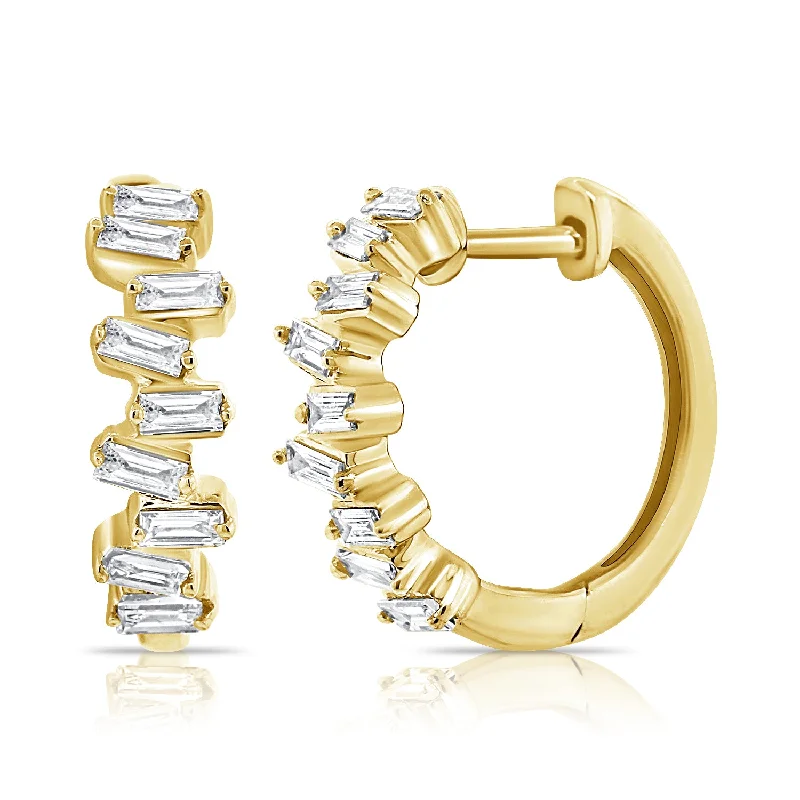 Shiny Gold Earrings For Chic Glam-AUTUMN SPECIAL 0.32ct Diamond Huggies