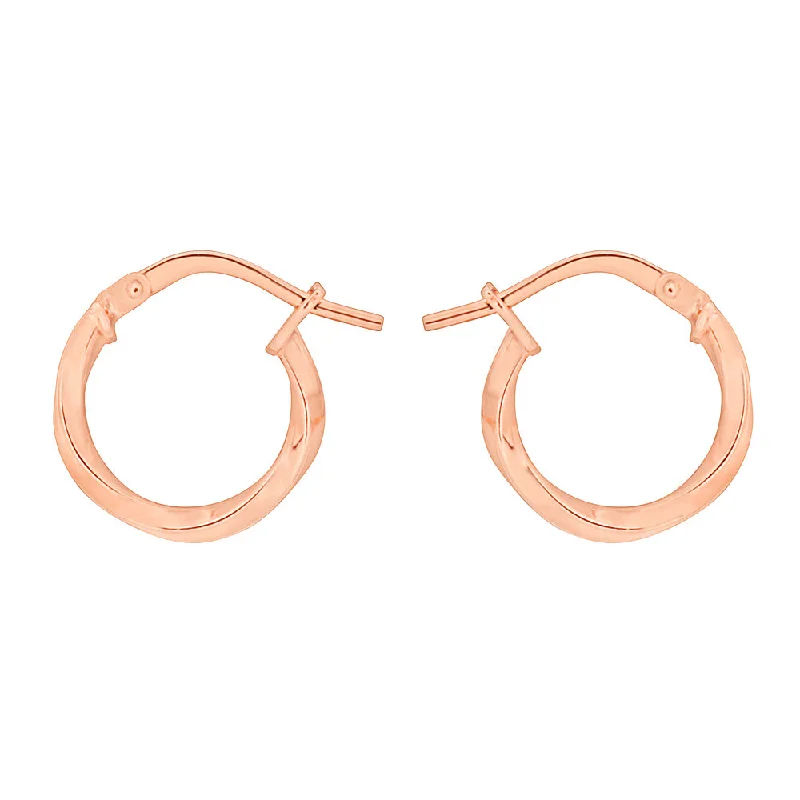 Fashionable Dangle Earrings For Parties-9ct Rose Gold Silver Filled 10mm Twist Hoop Earrings