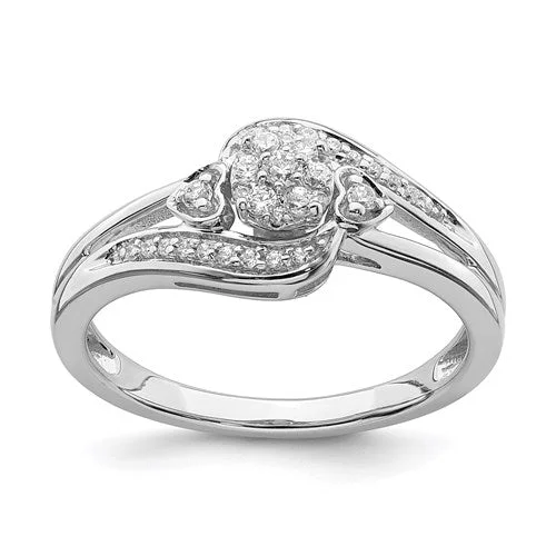 Stunning Emerald Engagement Rings For Unique Proposals-10k White Gold Diamond Cluster Heart Accent Engagement Ring