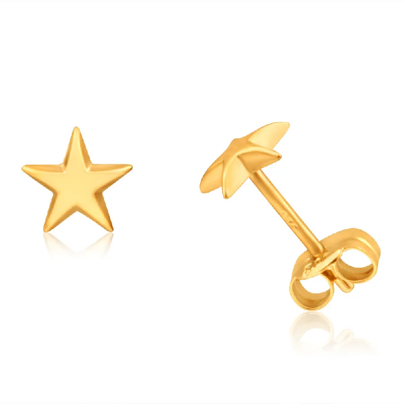 Creative Drop Earrings For Outgoing Style-9ct Yellow Gold Small Star Stud Earrings