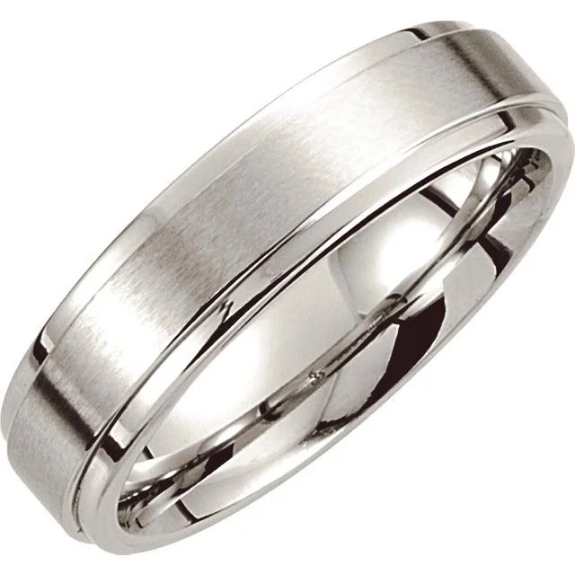 Elegant Cocktail Rings For Evening Events-Cobalt 6 mm Satin Finished Ridged Band