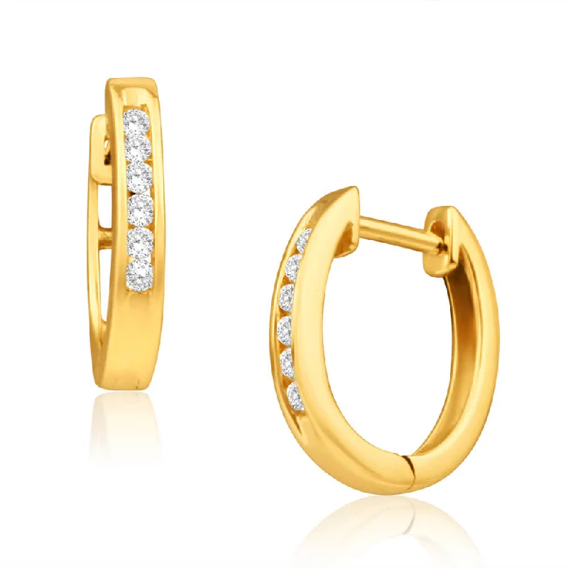 Statement Silver Earrings For Fashion Impact-9ct Yellow Gold Splendid Diamond Hoop Earrings