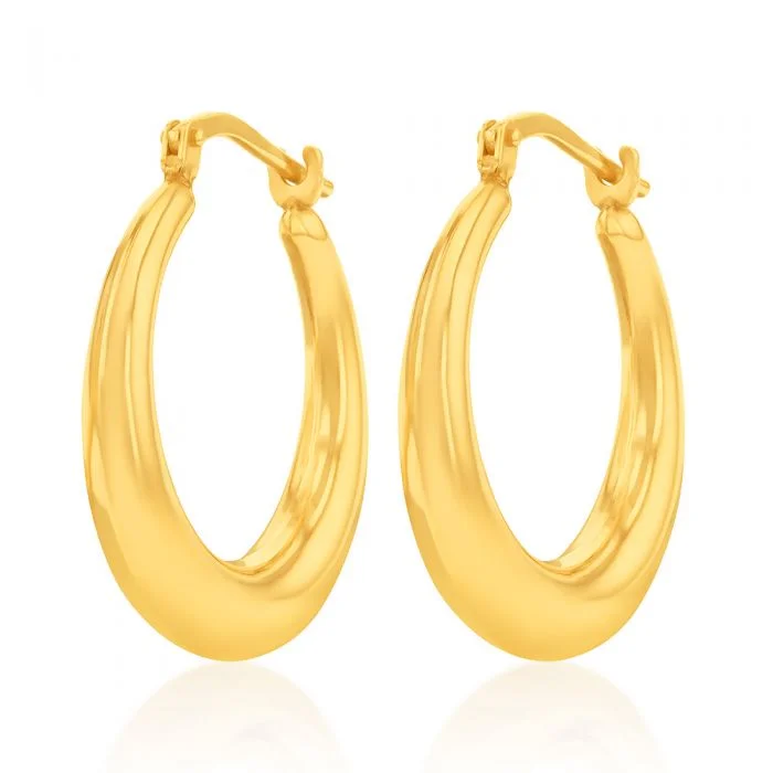 Stud Earrings For Simple Elegance-9ct Yellow Gold Silver Filled Plain Graduated 20mm Hoop Earrings