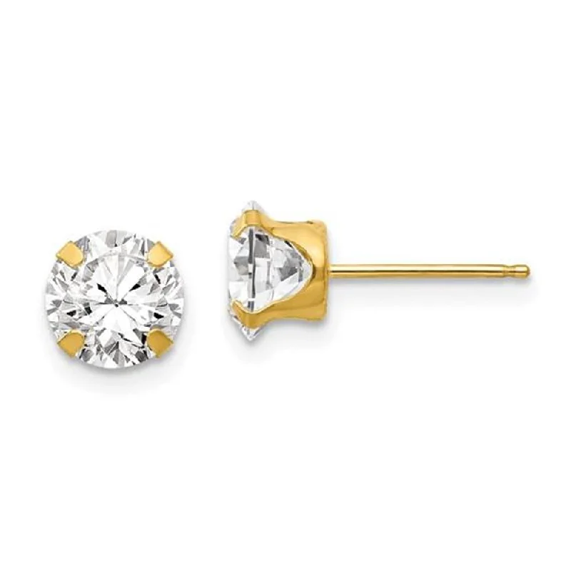 Playful Earrings For Youthful Energy-14K 6.5mm Cubic Zirconia Post Earrings