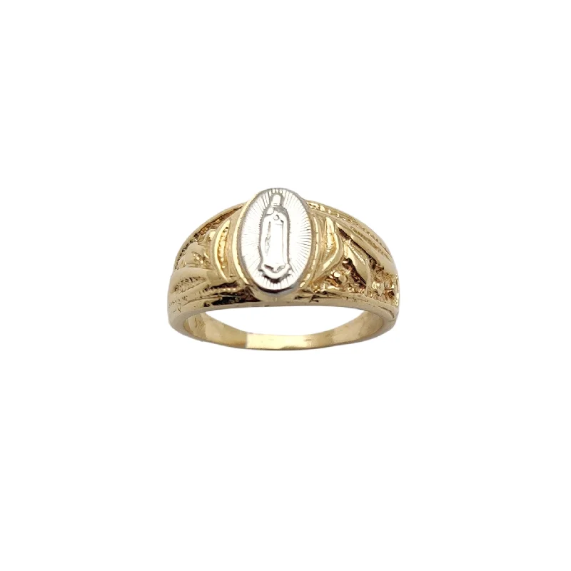 Stylish Rose Gold Rings For Fashion-Forward Looks-Two-Tone Virgin Mary Ring (14K)