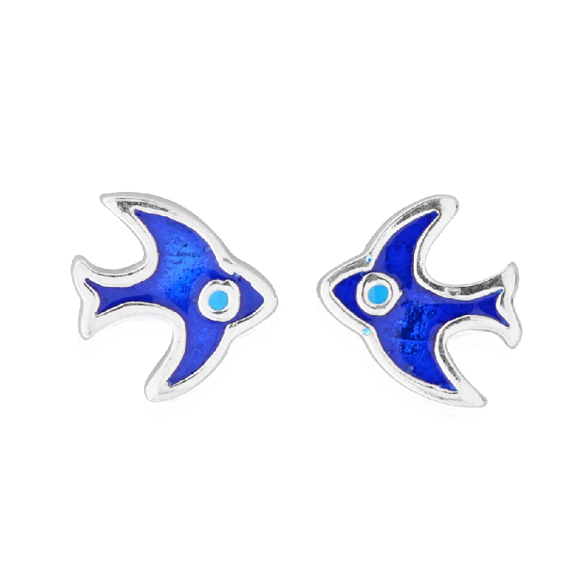 Bold Earrings For Statement Looks-Sterling Silver Bluebird Stud Earrings