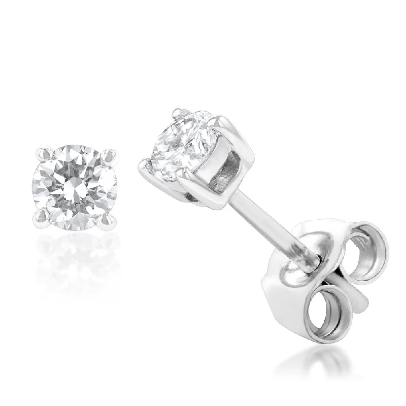 Simple Crystal Earrings For Delicate Style-Luminesce Lab Grown 9ct White Gold Diamond Solitiaire Classic 1/3 Carat Stud Earrings