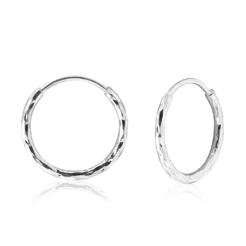 Chic Drop Earrings For Fancy Events-Sterling Silver 15mm Twist Hoop Sleeper Earrings