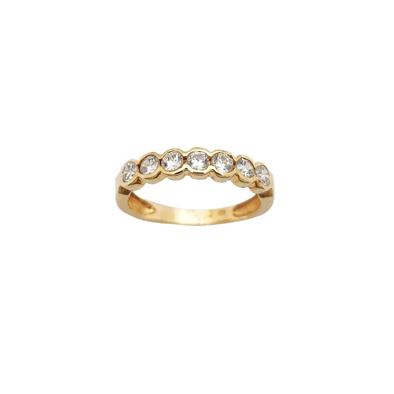 Vintage Diamond Rings For Timeless Beauty-Bezel CZ Conduit Band (14K)