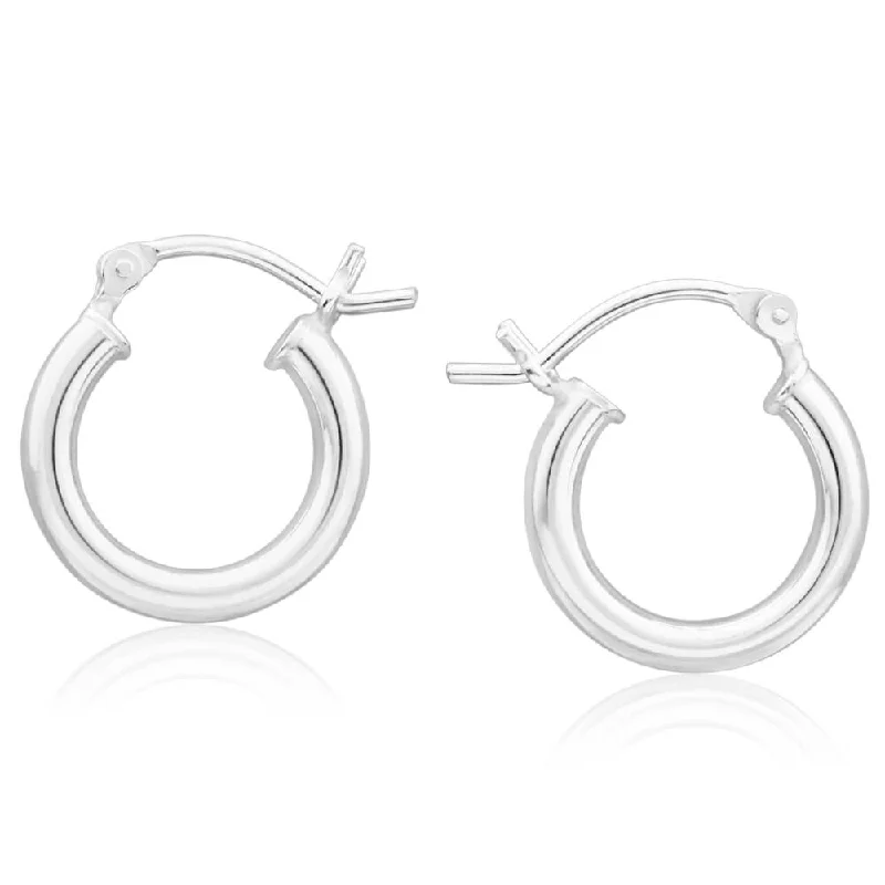 Handcrafted Earrings For Personalized Gifts-Sterling Silver 16mm Plain Hoop Earrings