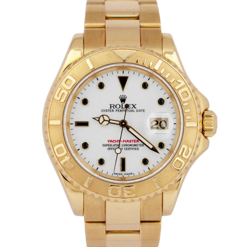 Timeless Gold-Plated Watches For Luxury Wear-MINT PAPERS Rolex Yacht-Master 40mm 18K Yellow Gold NO-HOLES Watch 16628 BOX