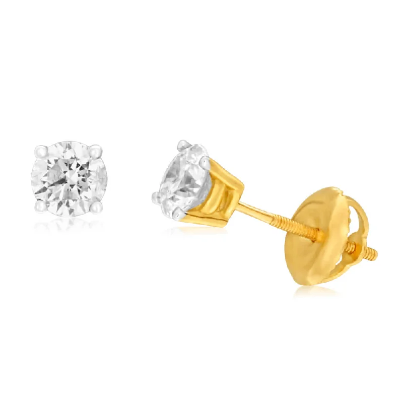 Gorgeous Dangle Earrings For Nightlife-18ct Yellow Gold Stud Earrings With 0.75 Carats Of Diamonds