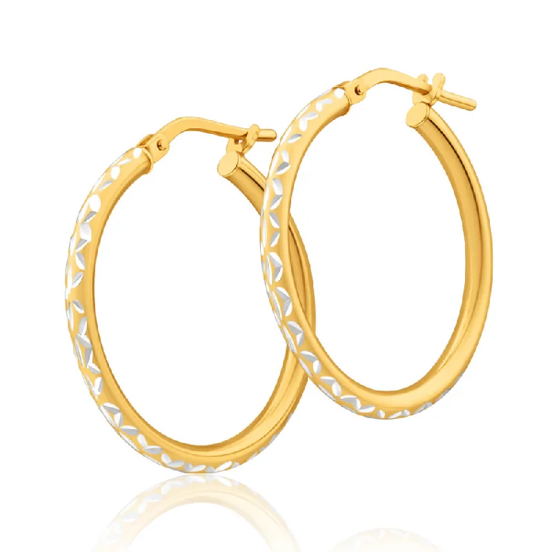 Sparkling Silver Earrings For Radiant Charm-9ct Yellow Gold Silver Filled Two Tone 20mm Hoop Earrings