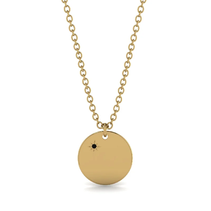 Black Diamond Gold Round Necklace - Ariella No. 7