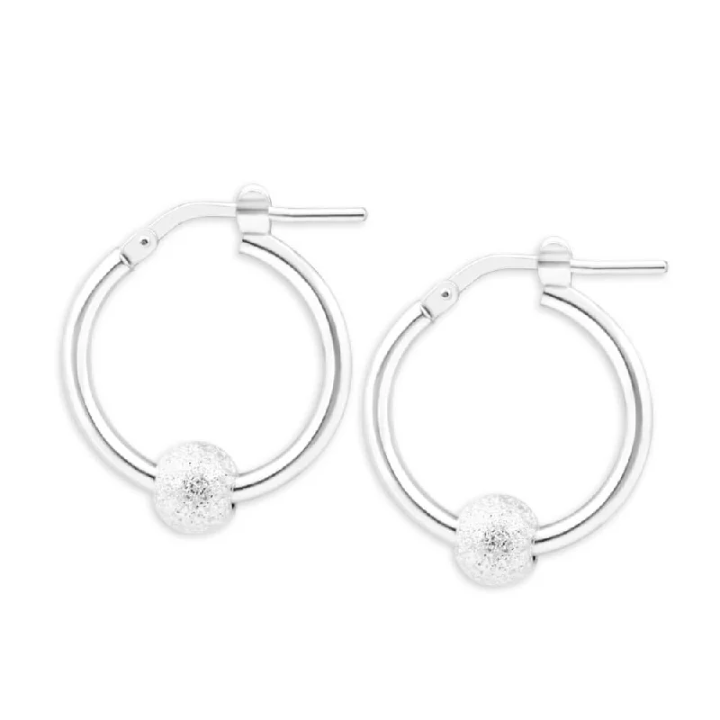 Crystal Stud Earrings For Elegant Style-Sterling Silver Stardust Ball Hoop Earrings 20mm