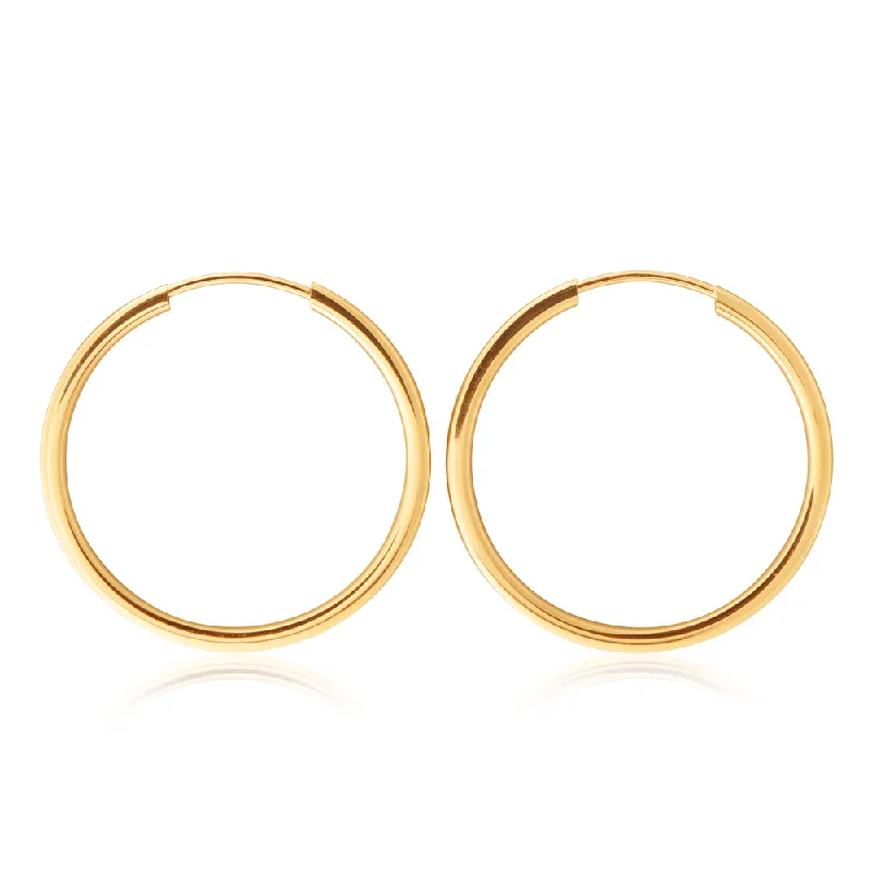 Luxury Earrings For Fashion Icons-9ct Yellow Gold 20mm Plain Sleeper Earrings