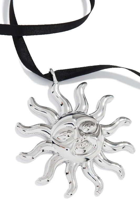 Solana Statement Sun Necklace - Silver