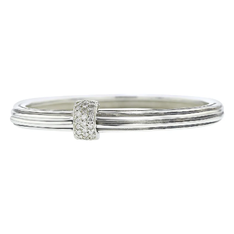 Elegant Platinum Bracelets For High-End Fashion-Slane Sterling Silver Diamond Colum Bracelet