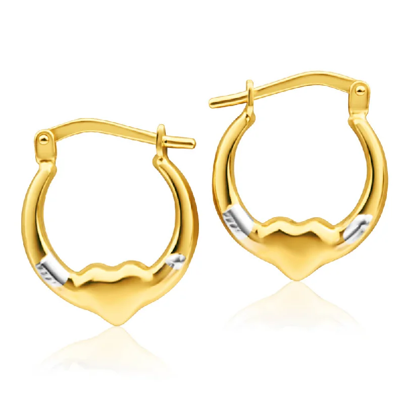 Vintage Style Earrings For Classic Looks-9ct Yellow Gold Silver Filled Fancy Heart Hoop Creole Earrings