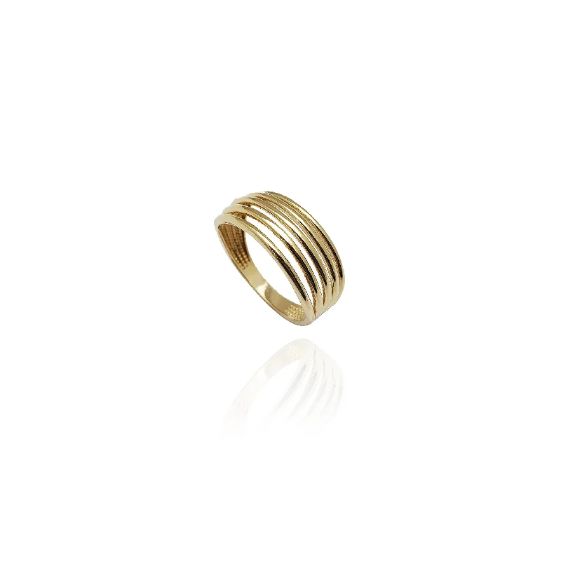 Trendy Two-Tone Rings For Unique Style-High-Polished Split Folds Ring (14K)